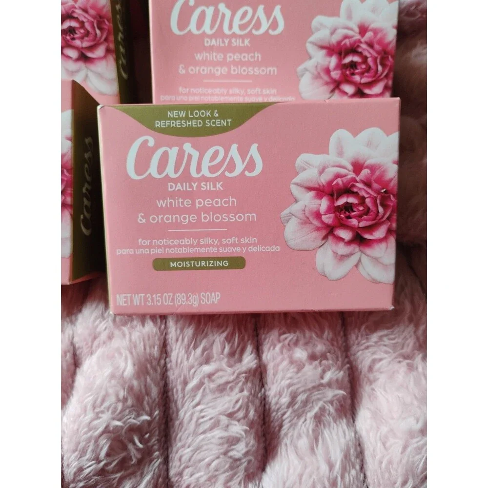 CARESS DAILY SILK BAR SOAP WHITE PEACH & ORANGE BLOSSOMS  LOT  6 BARS 3.15 Oz P4